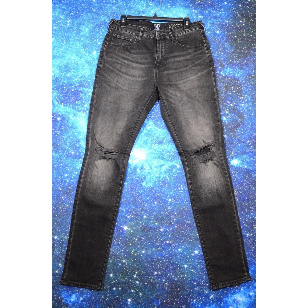 Prps Jeans Mens 33x30 Black Charcoal Skinny Distressed Stretch Denim Pants